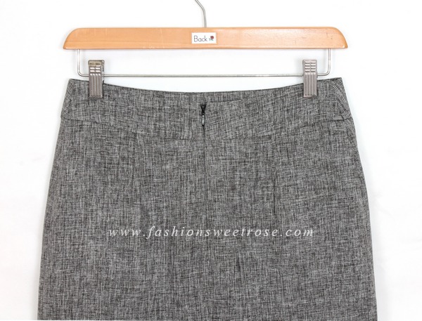 SK-433 กระโปรงทรงสอบ ผ้าคอตต้อนลินินไอริส สีดำ