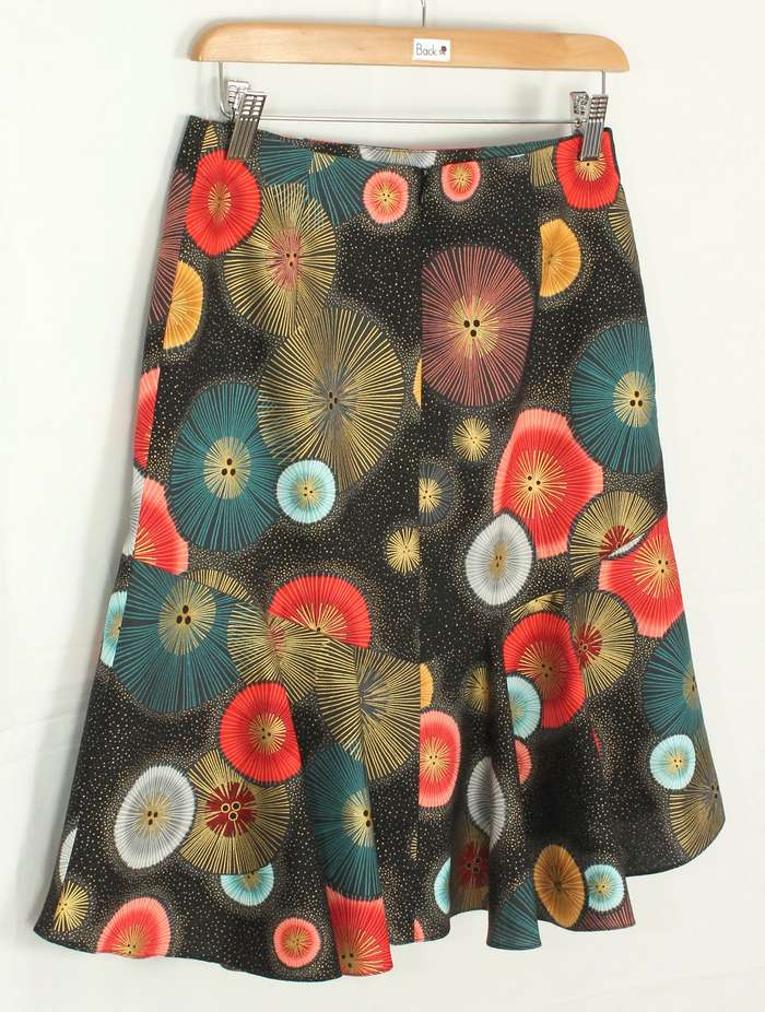 SK-211 กระโปรงแฟชั่น&ทำงาน ทรงย้วย ผ้าคอตตอนญี่ปุ่นพิมพ์ลายวงกลมกราฟฟิคแฟนซี