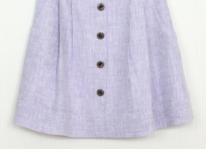 SK-241 กระโปรงแฟชั่น&ทำงาน ทรงบาน ผ้าลินินญี่ปุ่นสีม่วงอ่อน มีกระเป๋าล้วงได้ 2 ข้าง