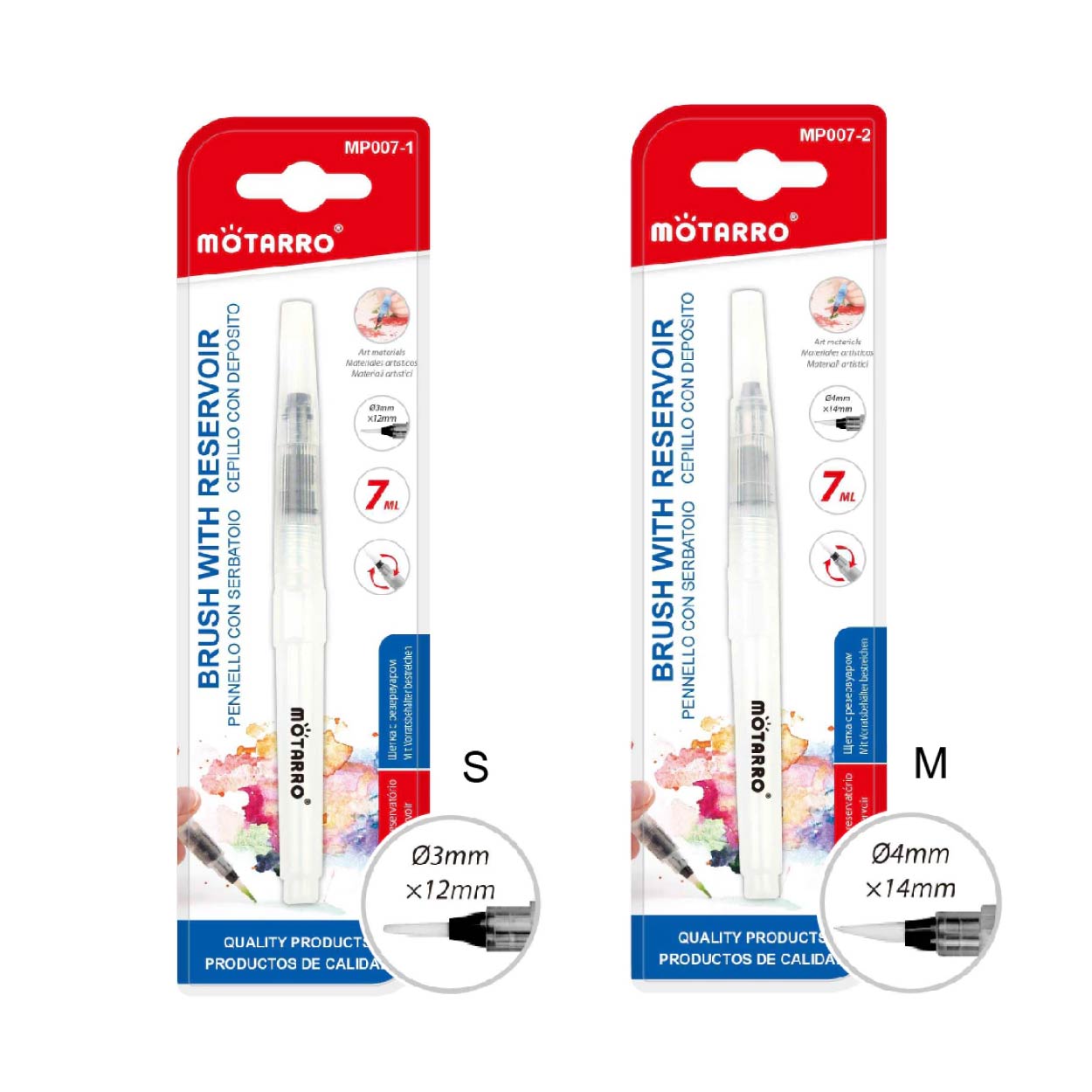 พู่กันแทงค์ พู่กันสีน้ำ พู่กันเติมน้ำได้ MOTARRO ขนาด S (MP007-1) 3 mm. / M (MP007-2) 4 mm.