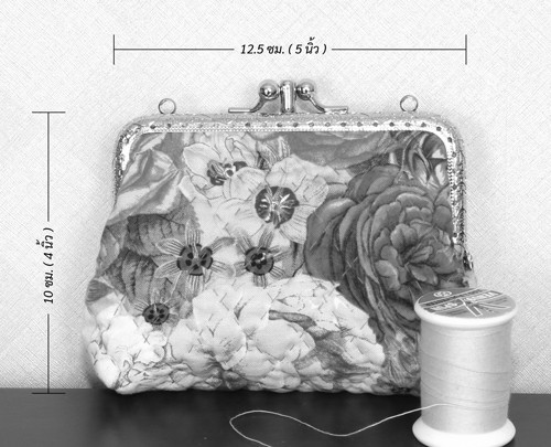 QLT-004 กระเป๋าปิ๊กแป๊กแบบ 2 ช่อง ใส่เหรียญและธนบัตร ผ้าลายกุหลาบโทนชมพู