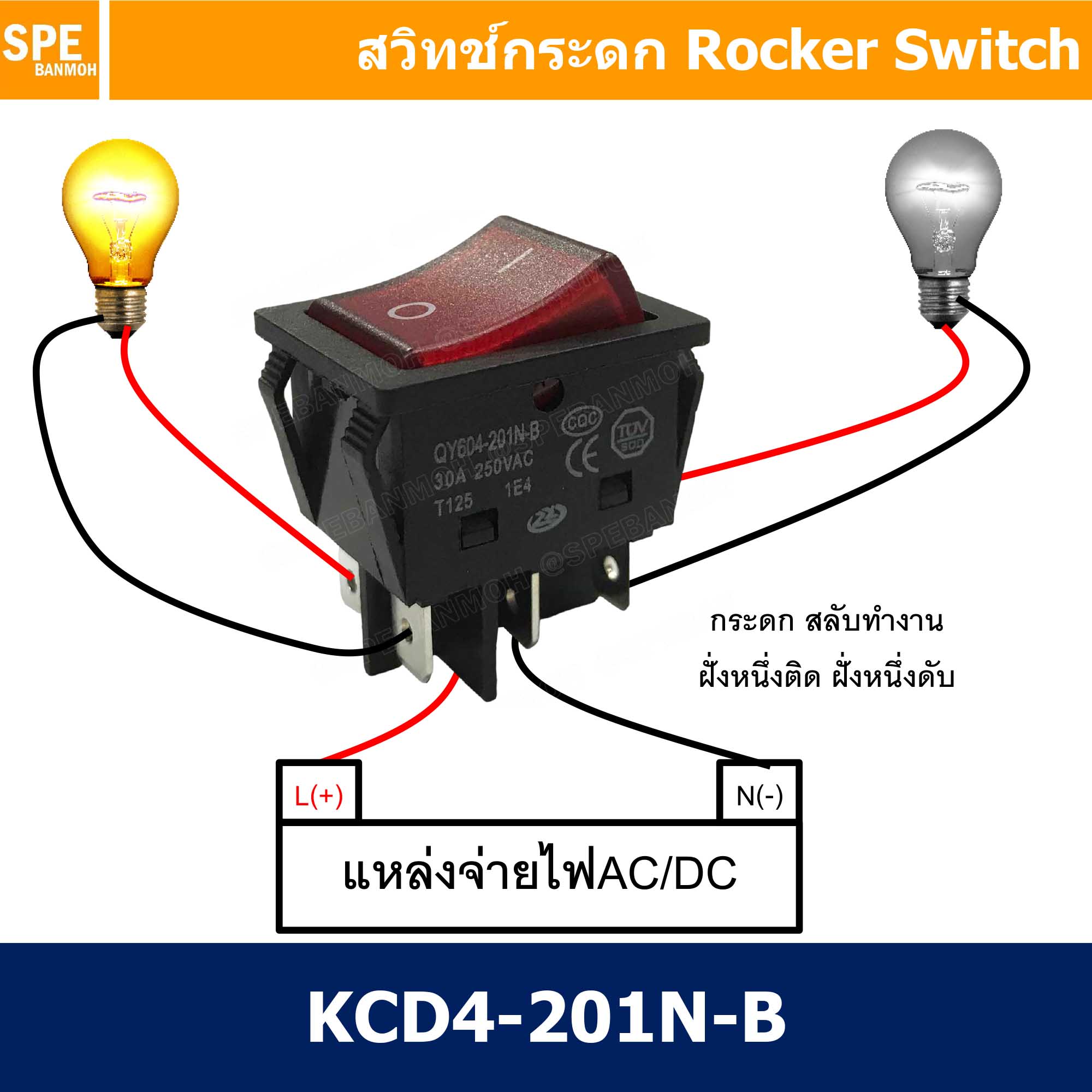 [ 2 ชิ้น ] KCD4-202N-B สวิทช์กระดก 220V แดง Red 30A สวิตช์ไฟฟ้า 30A 250V สวิตซ์เปิดปิด สวิตซ์เปิด-ปิด 6 ขา มีไฟ LED รับรองกระแสไฟ On On Rocket Switch 6P DPST ได้ถึง 30A เครื่องเชื่อม อุปกรณ์เครื่องมือ สวิตช์ ปิดเปิด 4ขา ON-ON สวิทช์แลมป์ สวิทช์กระดกหนา