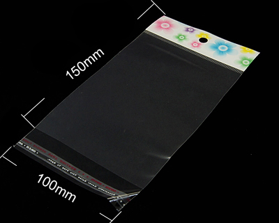 ถุงพลาสติกใส OPP(ถุงแก้ว) ฝากาว มีรูแขวนหัวลายดอกไม้ ขนาด 10x16.5 ซม.(ส่วนใช้งาน 10x11 ซม.) หนา 0.035 มม