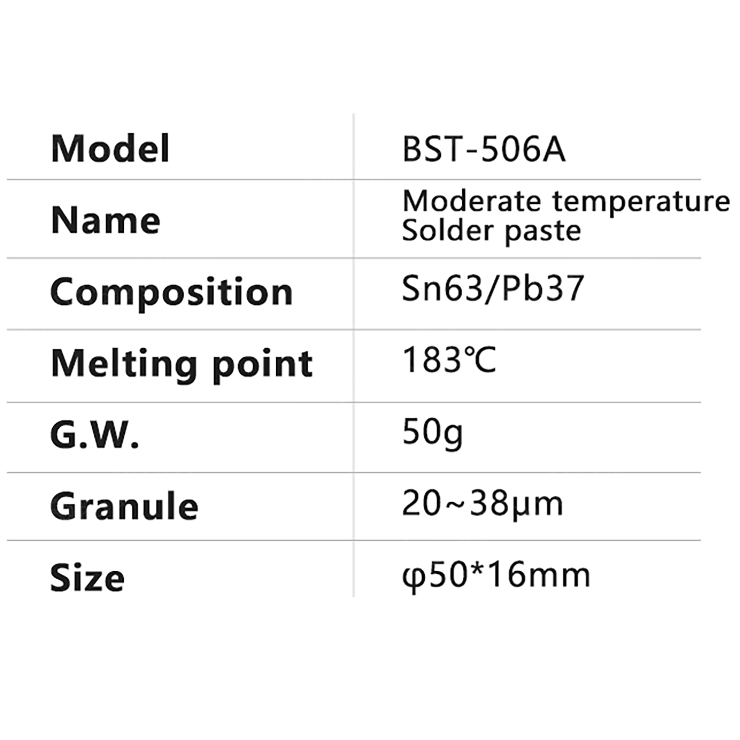 BST-506A ตะกั่วเหลว Soldering Paste ตะกั่วบัดกรี ชนิดเหลว ตะกั่วเหลว 50g 183°C ดีบุก63/ตะกั่ว37 Sn63/Pb37 Soldering Paste Flux Solder Tin ตะกั่วบัดกรี มีฟลัคในตัว บัดกรี ซ่อมบอร์ดวงจร Soldering Lead Sn63/Pb37 ตะกั่วเหลว 183องศาเซลเซียส Leaded Medium Temp