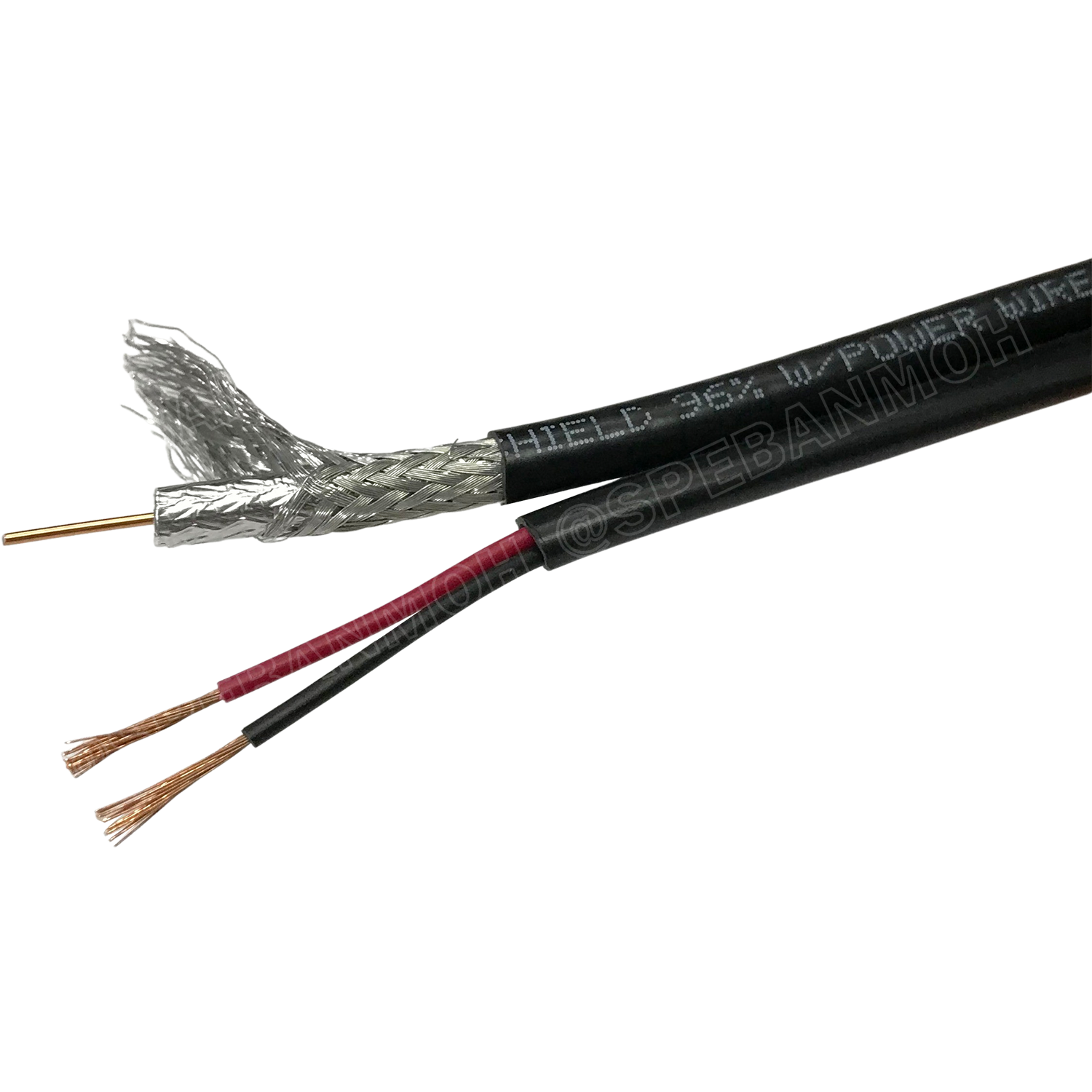 [ 3 เมตร ] CB-0109SW+ RG 6/U Cable w/Power wire, 96% Shield STANDARD+ สีดำ สายโคแอกเชียล Coaxial Cable สายเดินกล้องวงจรปิด RG6/U ชีล 96% สาย CCTV สายชีลกันสัญญาณรบกวน เดินกล้องวงจรปิด CCTV ใช้สำหรับเดินกล้องวงจรปิดภายใน