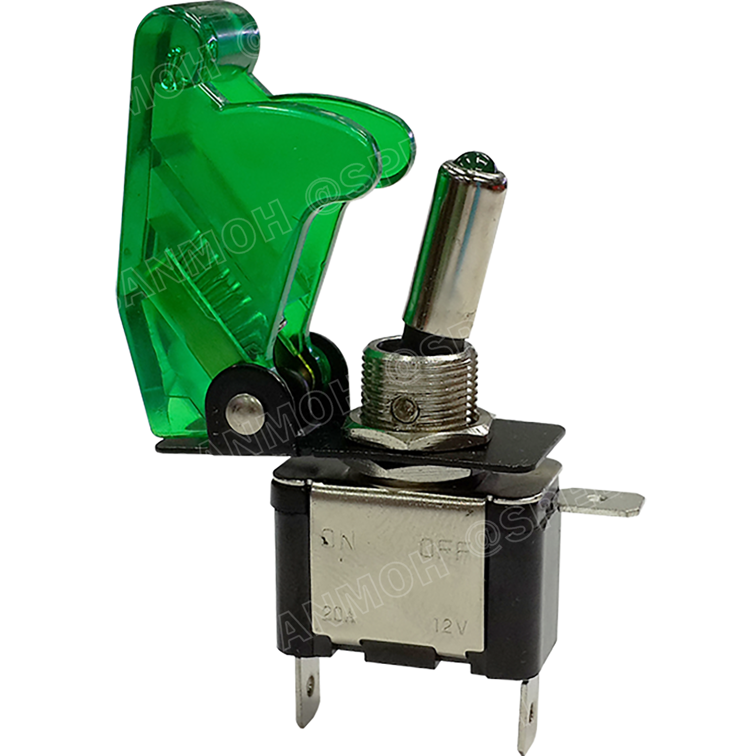 [ 1 ตัว ] ASW-07D เขียว Green สวิทช์เครื่องบิน 12V 12V Toggle Switch ON-OFF 12V 20A สวิทช์เครื่องบิน ทนกระแสไฟสูง ใช้สำหรับไฟ12V สวิท เครื่องบิน 3 ขา แบบโยก เปิด-ปิด 12V เจาะฝัง ทนกระแสสูง 12V20A สวิทโยก มีไฟ สวิทช์ โยก ฝาครอบ