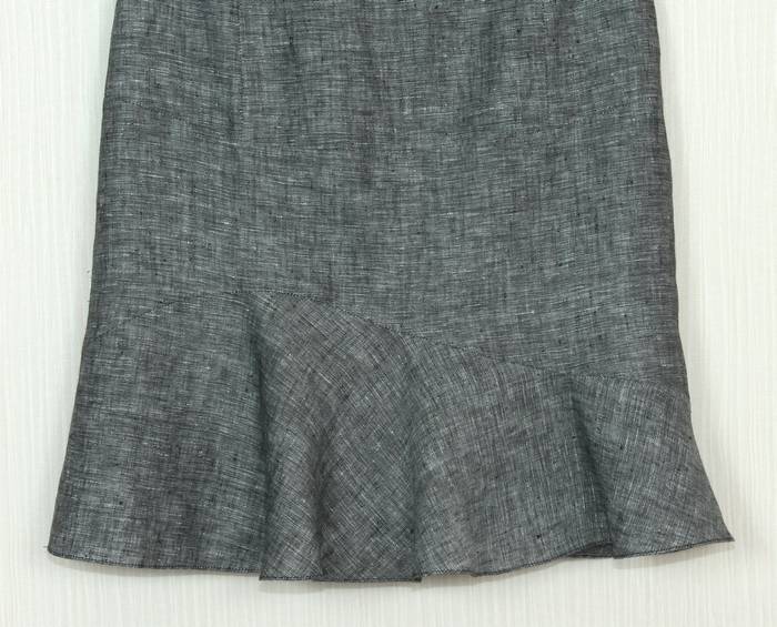 SK-247 กระโปรงแฟชั่น&ทำงาน ทรงย้วย ผ้าลินินญี่ปุ่นเชมเบ้โทนดำ มีลายในตัว