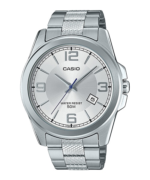 CASIO Standard รุ่น MTP-E138D-7AVDF สีเงิน หน้าปัดขาว สายสแตนเลส สินค้าของเเท้