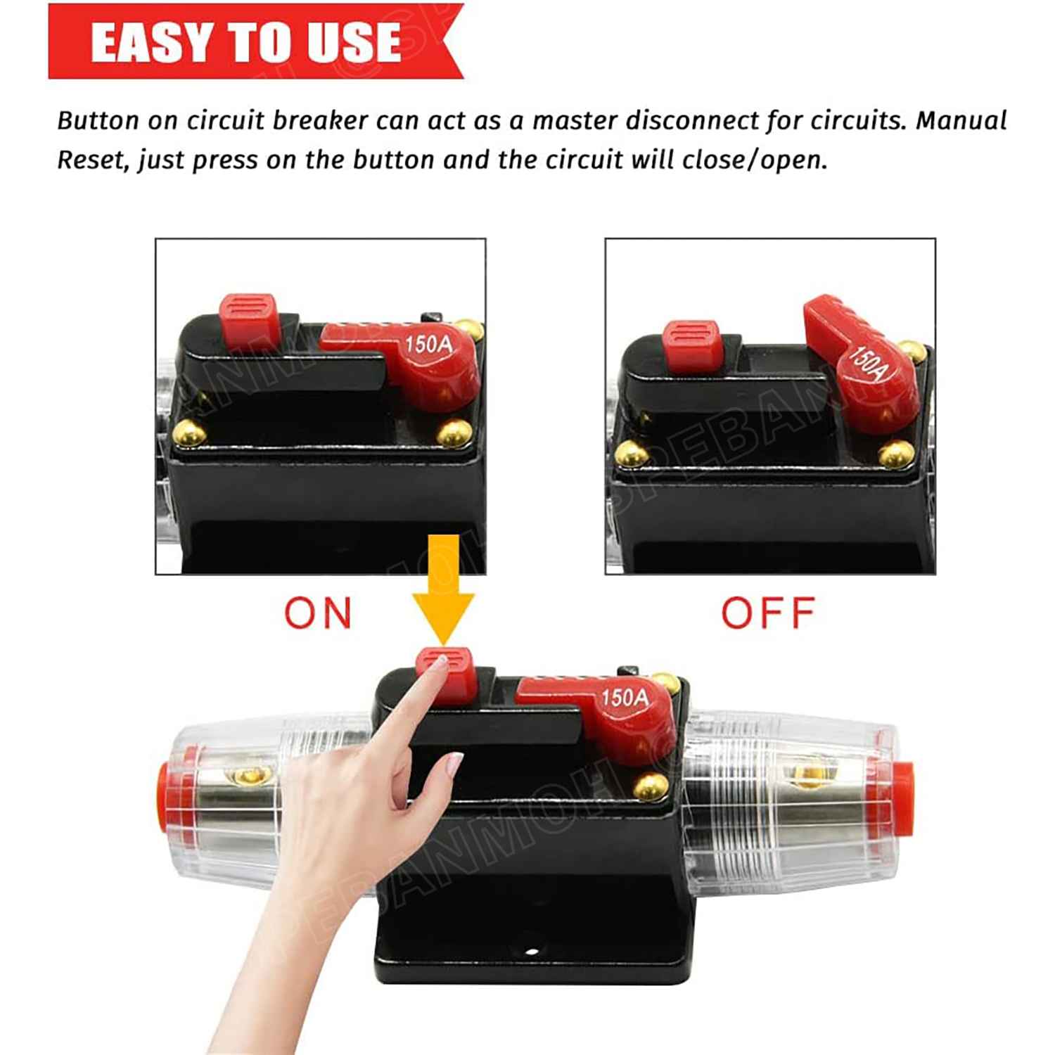 [ 1ชิ้น ] CB-01 50A กระบอกฟิวส์รถยนต์ แบบเบรคเกอร์ 50แอมป์ 12V 24V DC Breaker Automotive Fuse เข้า 1 ออก 1 Auto Fuse Car Amplifier ฟิวส์รถยนต์ เครื่องเสียงรถยนต์ กระบอก กระบอกฟิวส์รถยนต์ ฟิวส์ซับบ๊อก ฟิวส์เครื่องเสียง Car Audio Inline Circuit Breaker