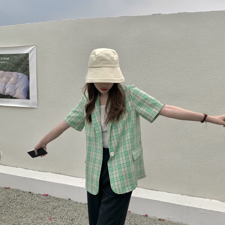 Jolin blazer เสื้อคลุมเบลเซอร์แขนสั้น เขียวครีม