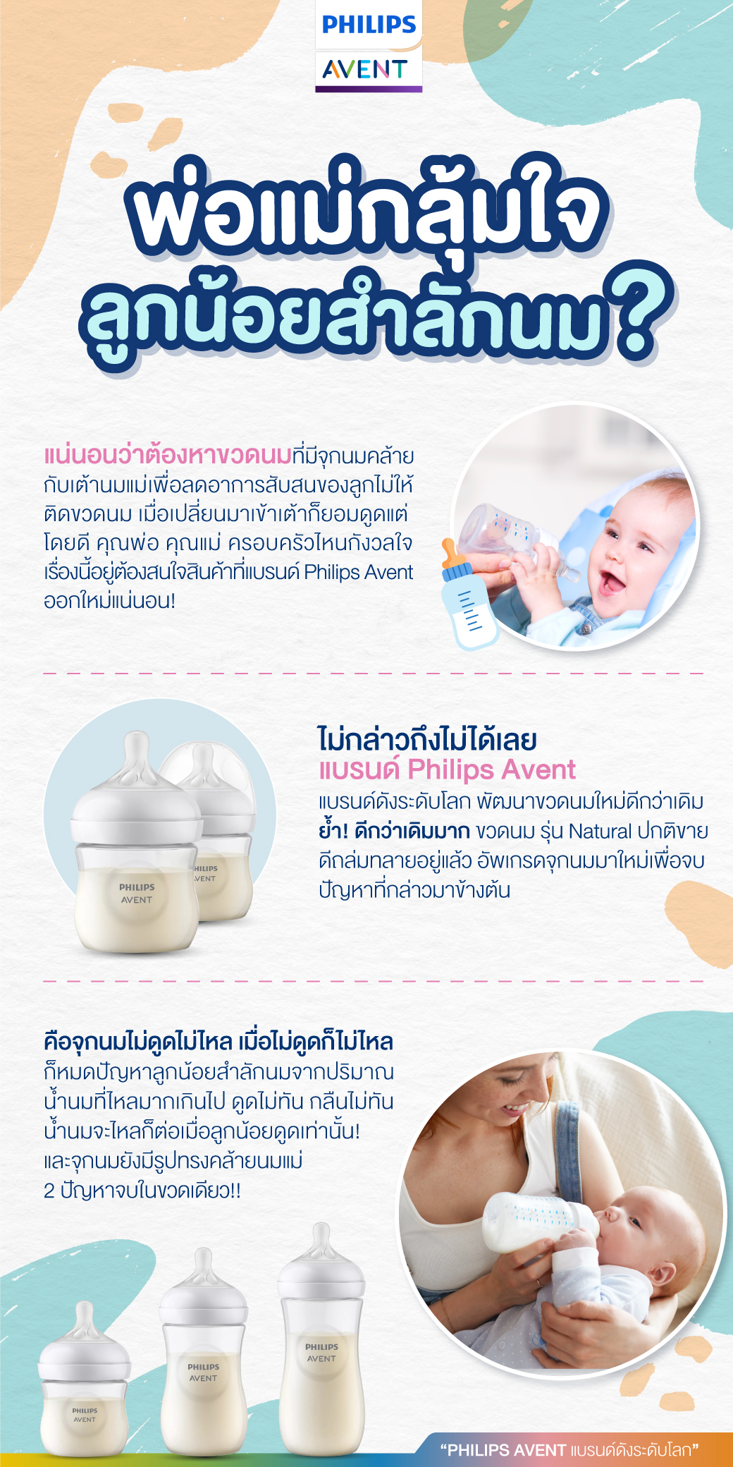 Philips Avent ฟิลิปส์ เอเว้นท์ Natural baby bottle (ใหม่! จุกนมไม่ดูดไม่ไหล) BPA FREE ปลอดสารก่อมะเร็ง,ปลอดสารพิษ NON-TOXIC
