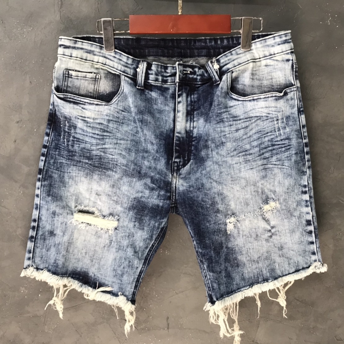 กางเกงยีนส์ขาสั้นผ้ายืด ผู้ชาย สกิดขาด #JS-632 ไซต์ใหญ่ 40-50"