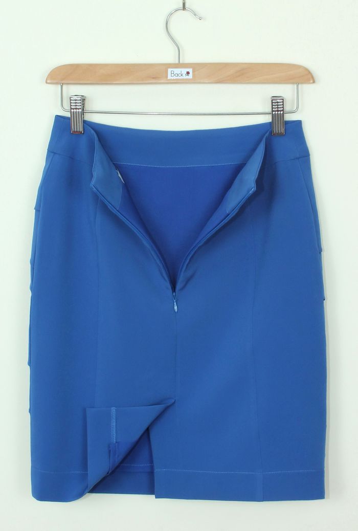 กระโปรงแฟชั่น&ทำงาน ทรงสอบ ผ้าไหมอิตาลีสีฟ้าน้ำทะเล / SK-255