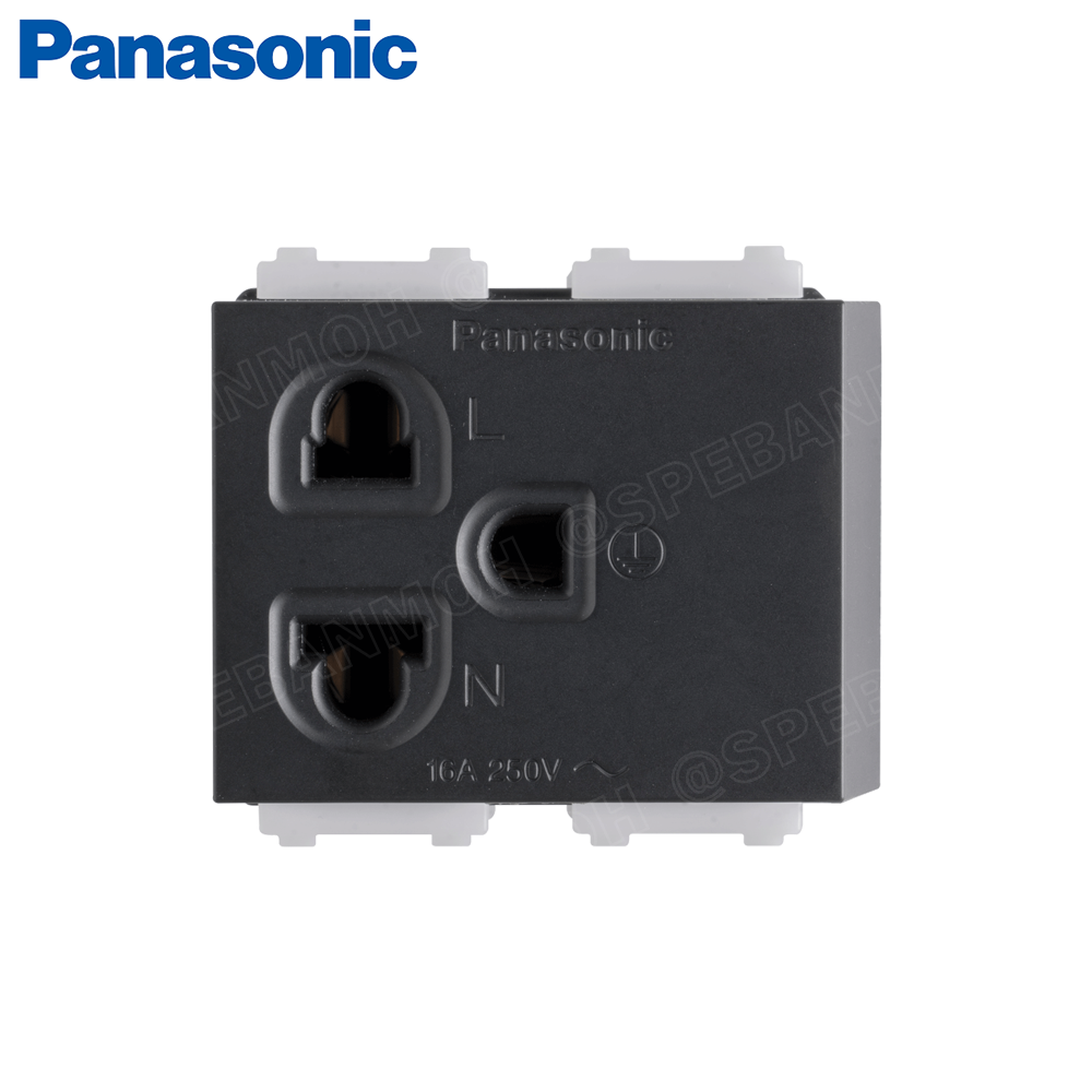 WEGN1191B INITIO PANASONIC เต้ารับเดี่ยว เสียบขากลมแบน มีกราวด์ (Grounding Universal Receptacle) 16A 250V∼