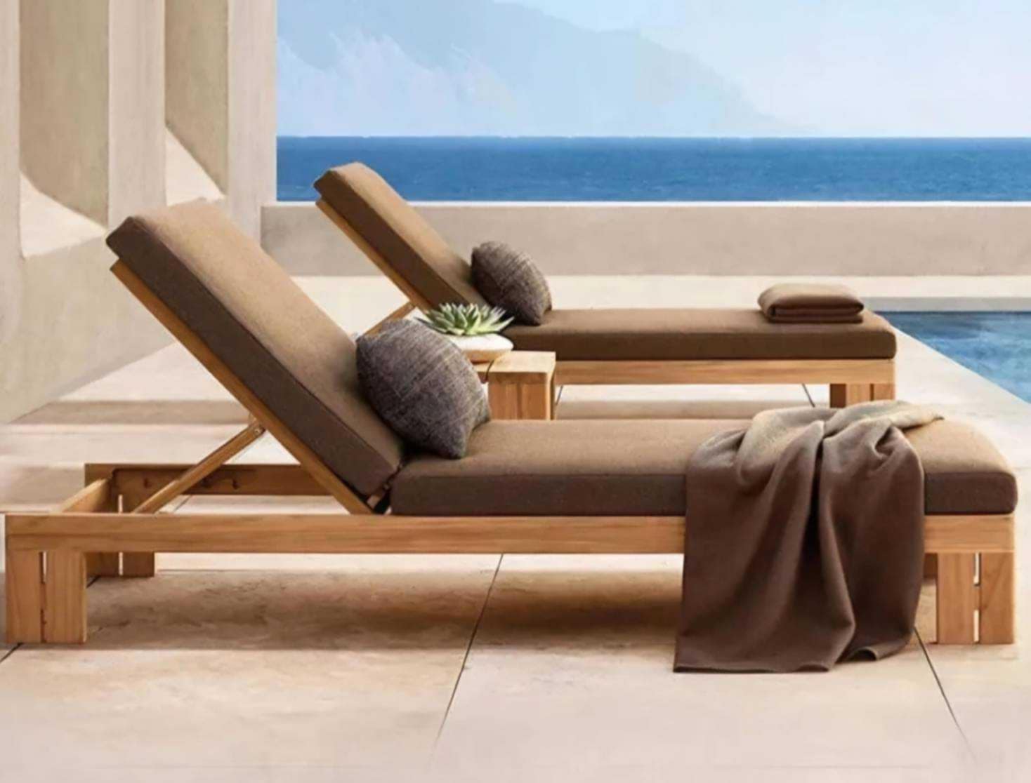 เตียงอาบแดดไม้สักรุ่น Sunbed Teakwood lanna twinlegs