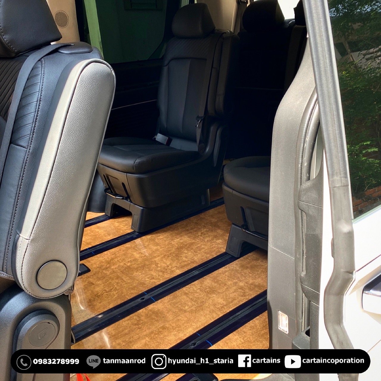 Hyundai Staria Premium ฮุนได สตาร์เลีย พรีเมียม - [ แดมป์ลดเสียง + ปูพื้นลายหินอ่อน + หุ้มหลังเบาะ + ครีบฉลาม + ที่โหนคนขับ ]