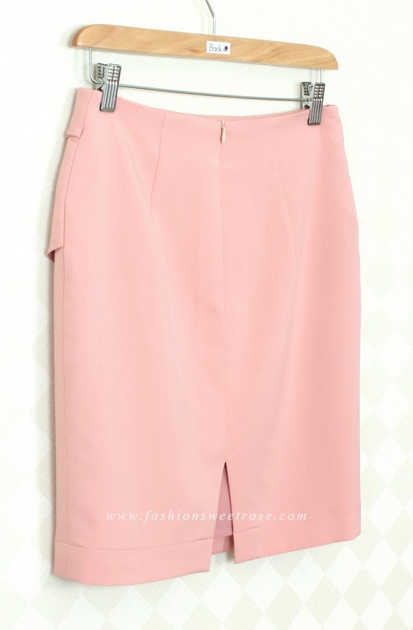 SK-294 กระโปรงแฟชั่น&ทำงาน ทรงสอบ ผ้าไหมอิตาลีสีชมพู Peach Pink