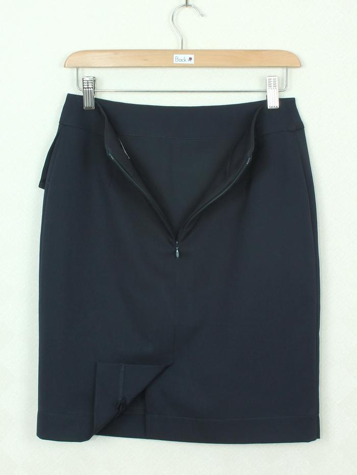 SK-253 กระโปรงแฟชั่น&ทำงาน ทรงสอบป้ายซ้อนกันผ้าญี่ปุ่นสีน้ำเงิน