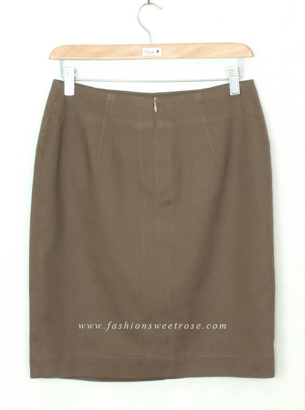 SK-310 กระโปรงแฟชั่น&ทำงาน ทรงสอบ ผ้า Cotton Japan สีน้ำตาล มีกระเป๋าหน้า 2 ข้าง