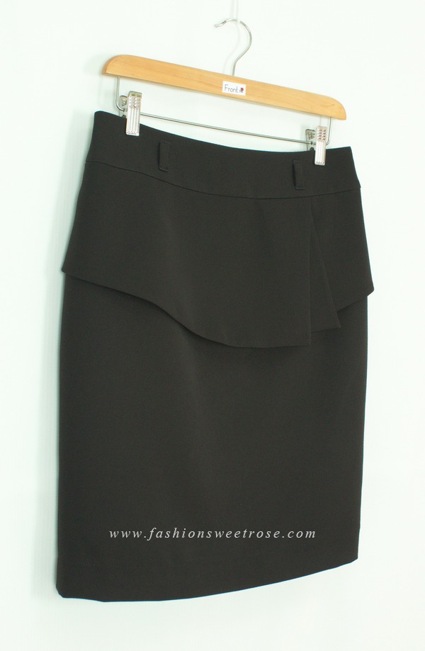 SK-455 กระโปรงแฟชั่น&ทำงาน ทรงสอบ ผ้า Double Twist สีดำ