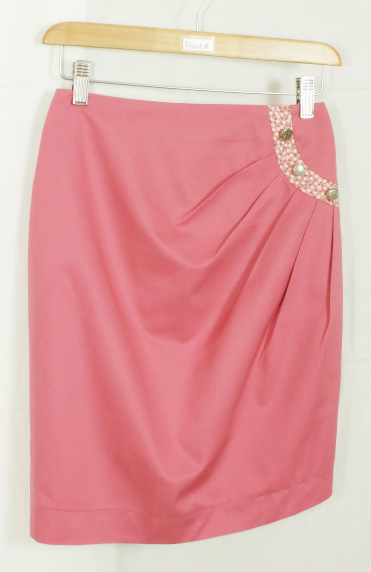 กระโปรงแฟชั่น&ทำงาน ทรงสอบจับจีบ 4 ชั้น ผ้าคอตต้อนญี่ปุ่นสี Pink Candy / SK-110