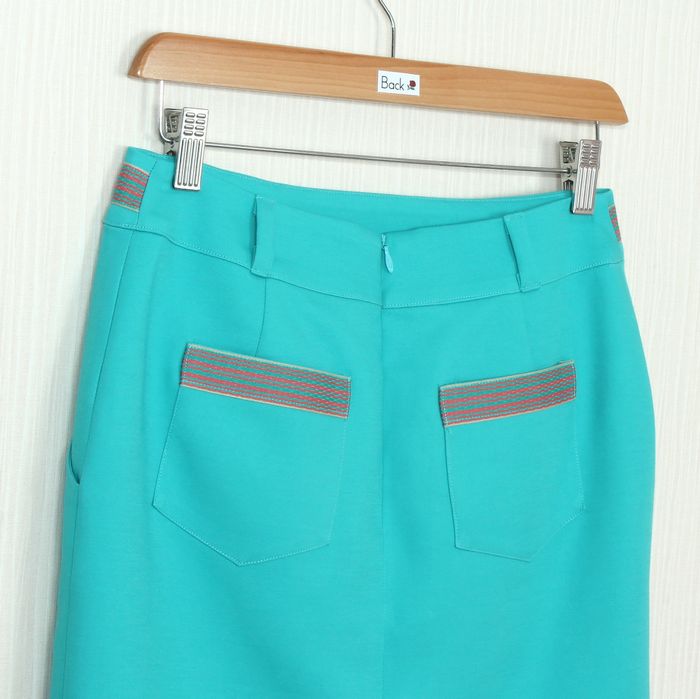 SK-248 กระโปรงแฟชั่น&ทำงาน ทรงสอบมีกระเป๋า 2 ข้าง ผ้าคอตตอนญี่ปุ่น สีฟ้าเทอร์คอยซ์