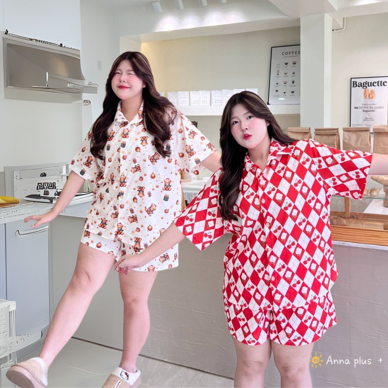 A216 ชุดนอน สาวอวบ 2 ชิ้น เสื้อเชิ้ต มาพร้อมกางเกงขาสั้น อกได้ถึง52 นิ้ว มี4ลาย อกได้ถึง52นิ้ว
