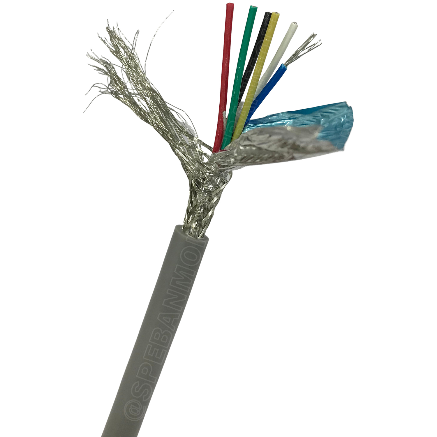 [ 1 เมตร ] TW-2464-BS-24AWG-06C สีเทา Grey สายมัลติคอร์ 6 คอร์ ขนาด 24AWG 6C x 24AWG UL2464 300V 80°C AWG24 เบอร์ 24 สายชีลรอบ Braid Shielded Multicore Cable 6C Computer Cable TCU Tinned Stranded Copper AWM 2464 24AWG VW-1 80°C 300V E150612 Thai Wonderful