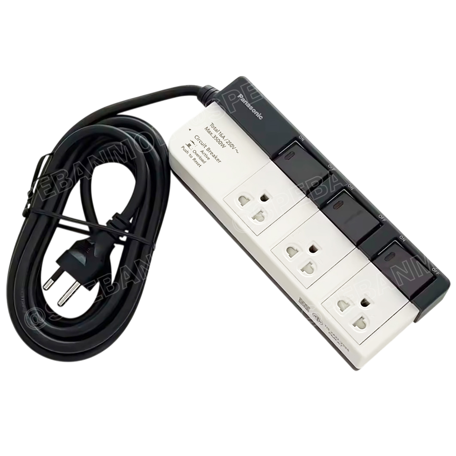 [ 1 ชิ้น ] ปลั๊กพ่วง Panasonic WCHG 28334 3ช่อง 3สวิตช์ 3เมตร ปลั๊กพ่วงพานาโซนิค ปลั๊กพ่วง พานาโซนิค WCHG Power Strip Panasonic 3500W 16A 250VAC AC Power Extension รางปลั๊กไฟ ปลั๊กพ่วง 3 ขา ปลั๊กไฟสามตา ปลั๊กพ่วง มาตรฐาน มอก ป้องกันไฟเกิน Panasonic Extens