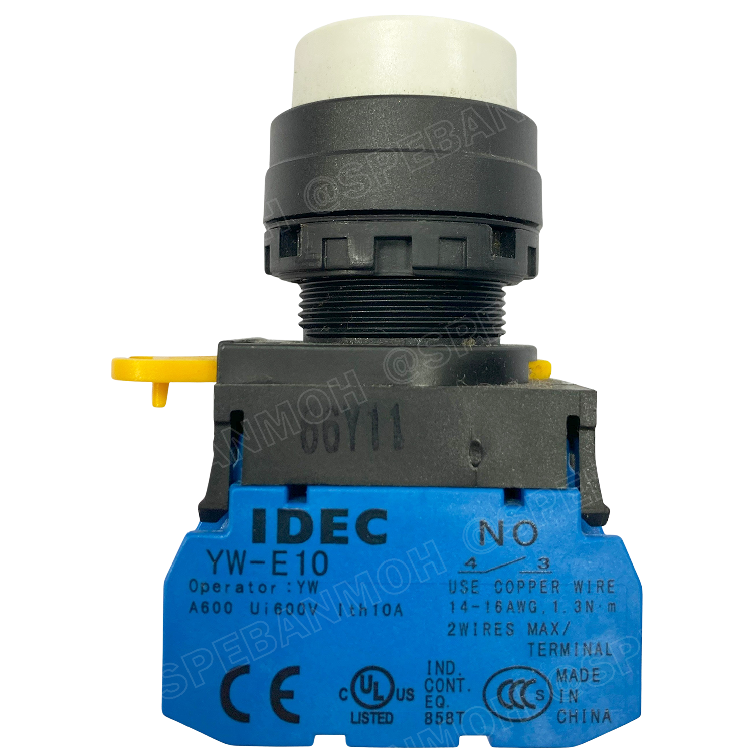 [ 1ชิ้น ] YW1B-A2E10 สวิทช์ กดติดกดดับ สีขาว White 1NO IDEC ไอเดค สวิทช์คอนโทรล 22mm Push Button Switch สวิทช์ไฟ กดค้าง Maintained สวิทช์กด คอนแท็คเสริม NO สวิทช์ไฟฟ้า 22 มิล Control Switches สวิทช์หน้าตู้ 22มิล สวิทช์กดติด-กดดับ