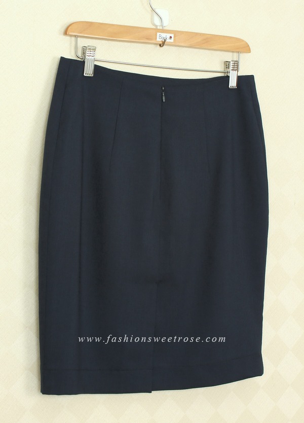 SK-393 กระโปรงแฟชั่น&ทำงาน ทรงดินสอ ผ้า Rose Skinny สีน้ำเงิน สไตน์เรียบหรู