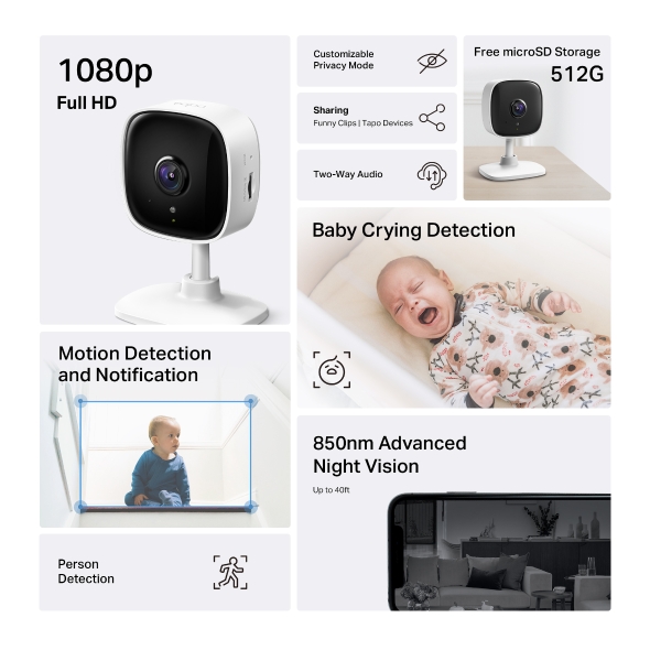 กล้องวงจรปิด TP-Link Tapo C100 Home Security Wi-Fi Camera