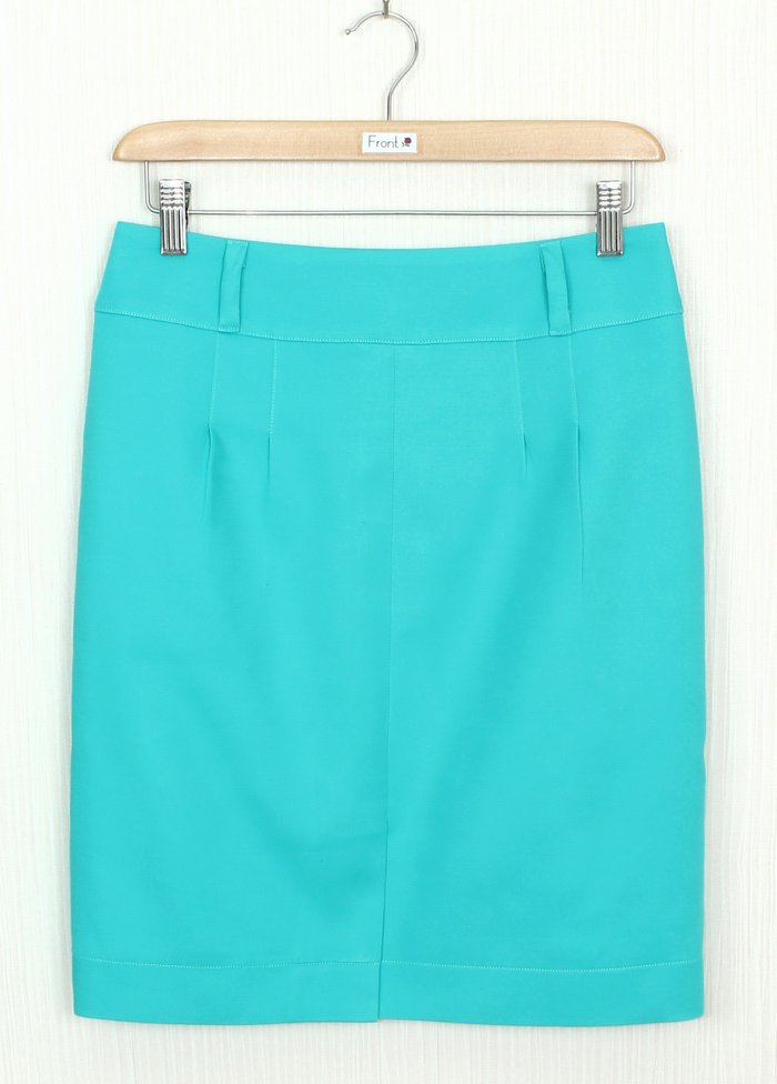 SK-242 กระโปรงแฟชั่น&ทำงาน ทรงสอบแบบผ่าหน้า ผ้าคอตตอนญี่ปุ่น สีฟ้าเทอร์คอยซ์