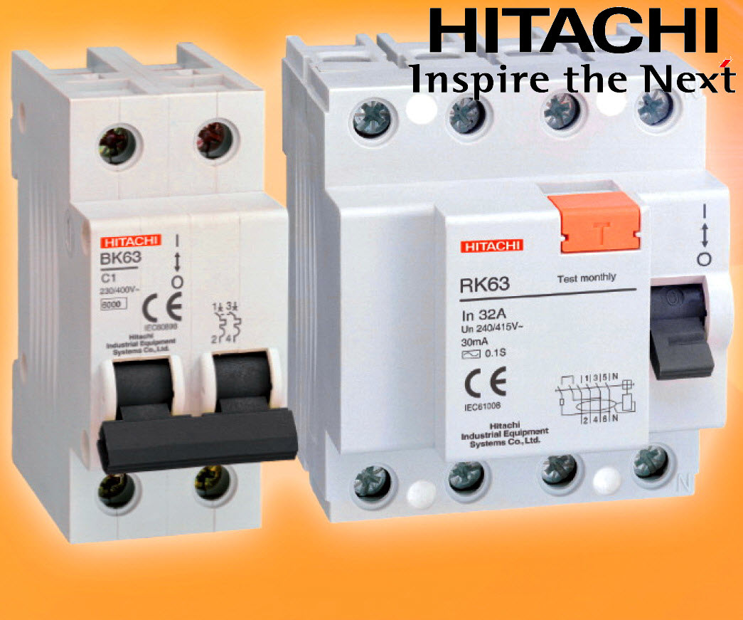 เซอร์กิตเบรคเกอร์ Miniature Circuit Breakers (MCBs) BK63 series, BTK 63 series , Residual Current Circuit Breakers (RCCBs) RK 63 series (HITACHI)