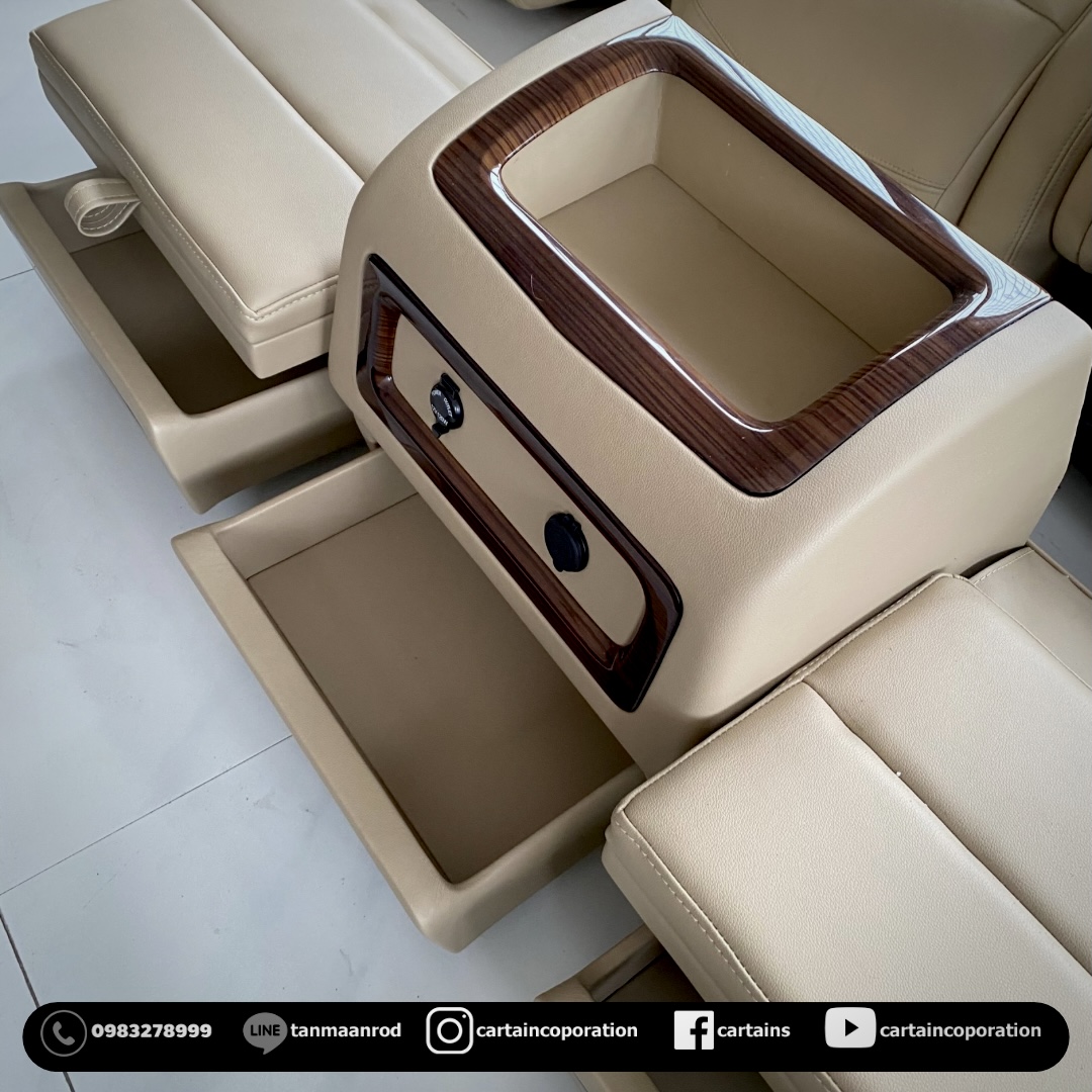 คอนโซลเตี้ย สีครีม Hyundai H1 ลายไม้ตรงรุ่น 2018 พร้อมติดตั้ง