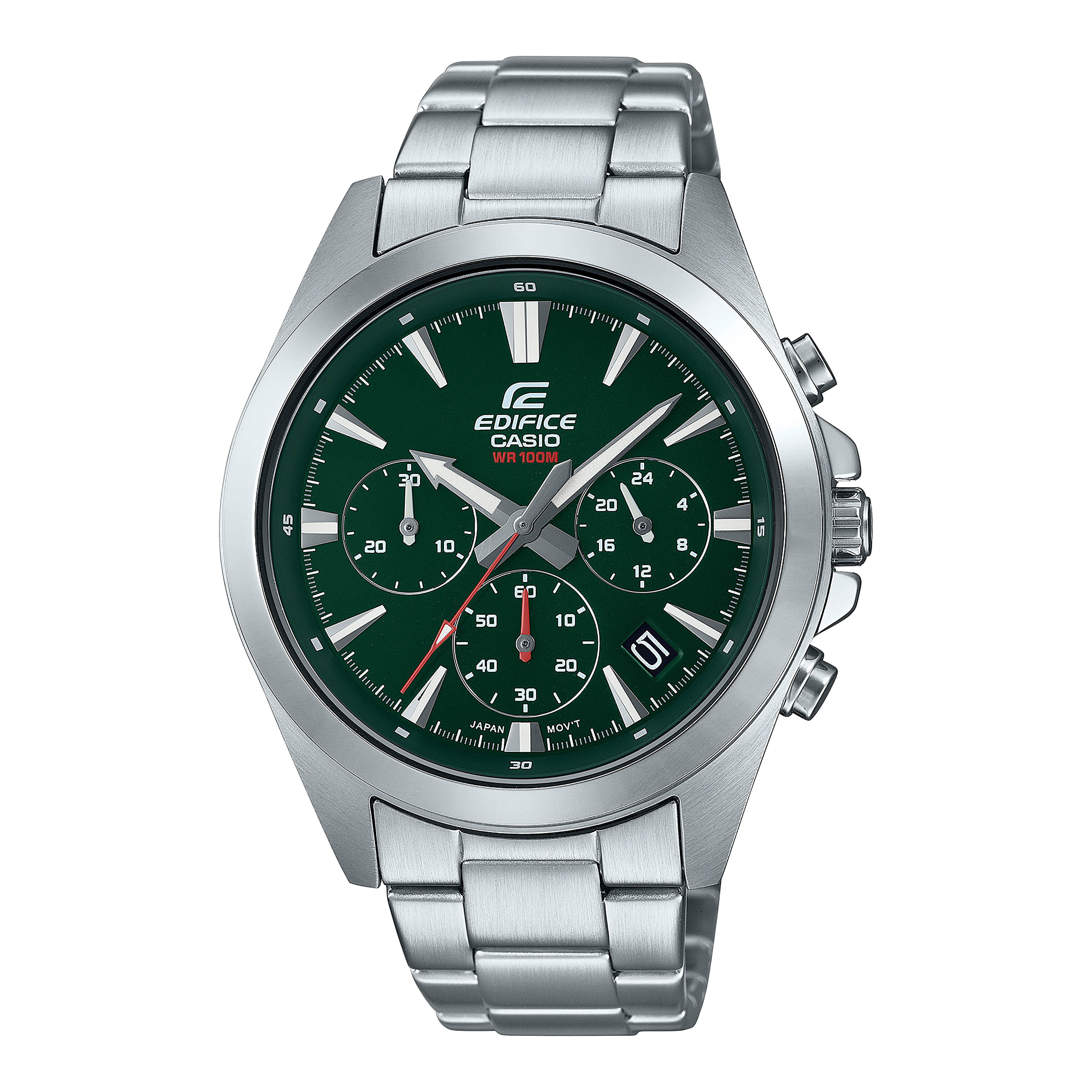 CASIO EDIFICE รุ่น EFV-630D-3AVUDF สีเงิน หน้าปัดสีเขียว สินค้าใหม่ ของเเท้ ประกันศูนย์ CMG