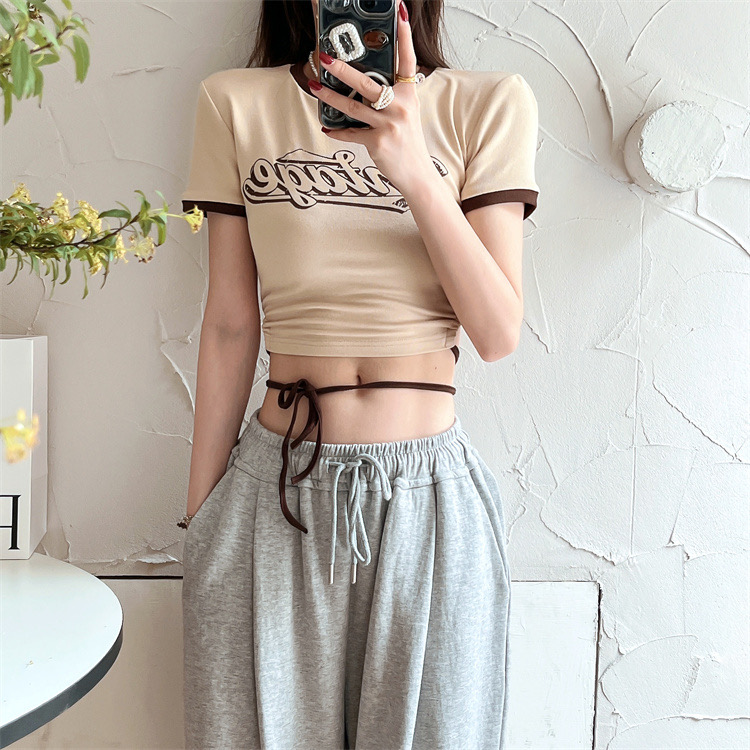 IU crop tee เสื้อยืดสายฝอผูกเอว