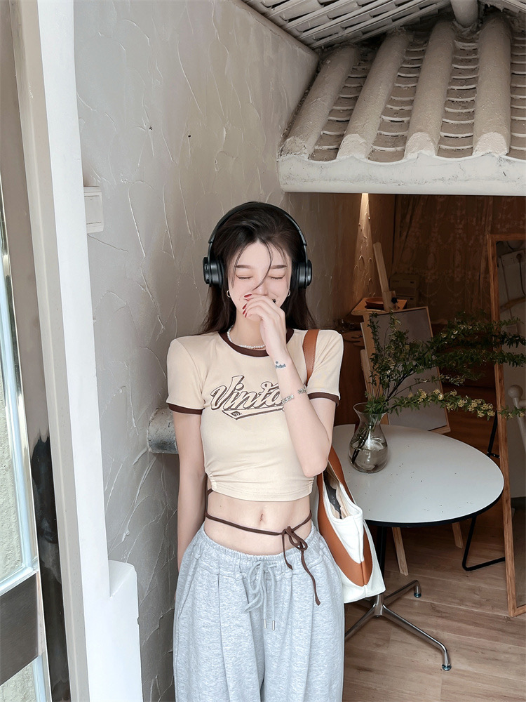 IU crop tee เสื้อยืดสายฝอผูกเอว