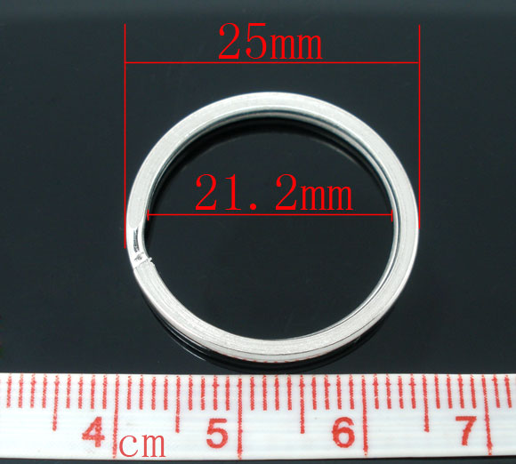 ห่วงพวงกุญแจ เหล็ก เส้นแบน สีเงินขนาด 25x1.7mm แพ็ค 20 อัน