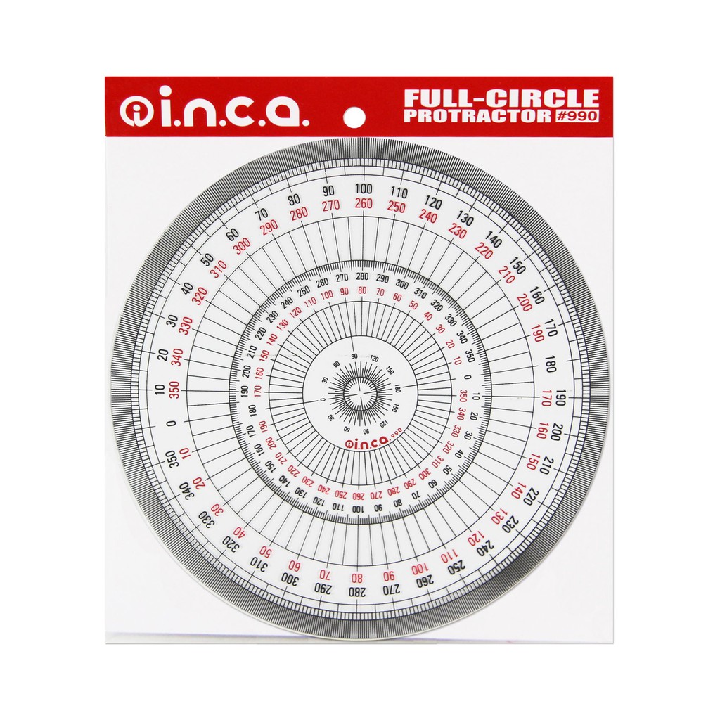 ไม้โปรแทรกเตอร์ วงกลม สำหรับ เขียนแบบ 360 องศา INCA No.990