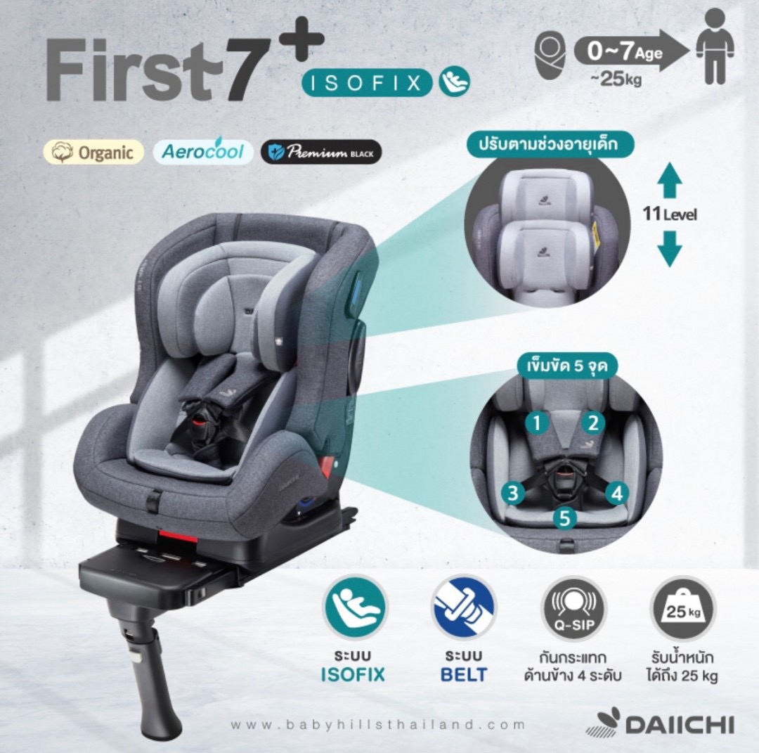 Daiichi คาร์ซีทรุ่น First7 Plus สำหรับเด็กแรกเกิด - 7ปี สนใจรุ่นนี้แอดไลน์ @babyfirstcenter