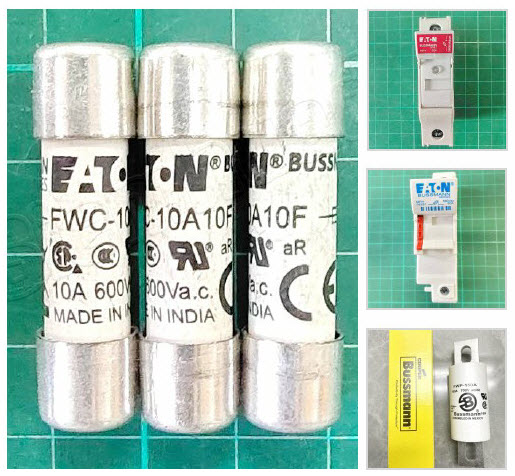 ฟิวส์กระบอก / ฐานฟิวส์ล๊อคราง High speed fuses Ferrule and North America Class aR, Class gR / Fuse Holder 10x38 (EATON BUSSMANN) FWA, FWH, FWC, FWP series, Fuse Holder CHM series, CH14 series