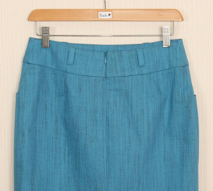 SK-234 กระโปรงแฟชั่น&ทำงาน ทรงสอบ ผ้าญี่ปุ่นผสมสเปนเด็กสีฟ้า