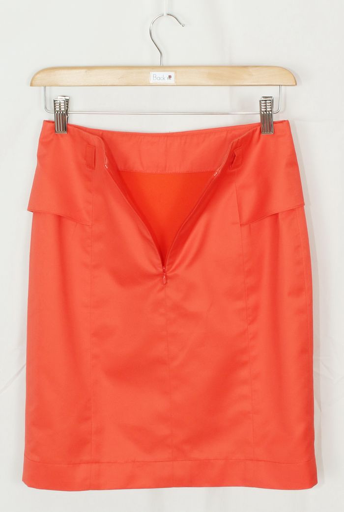 กระโปรงแฟชั่น&ทำงาน กระโปรงทรงสอบผ้าคอตต้อนญี่ปุ่นสีส้ม แต่งระบาย ด้านหน้ากระโปรง / SK-119