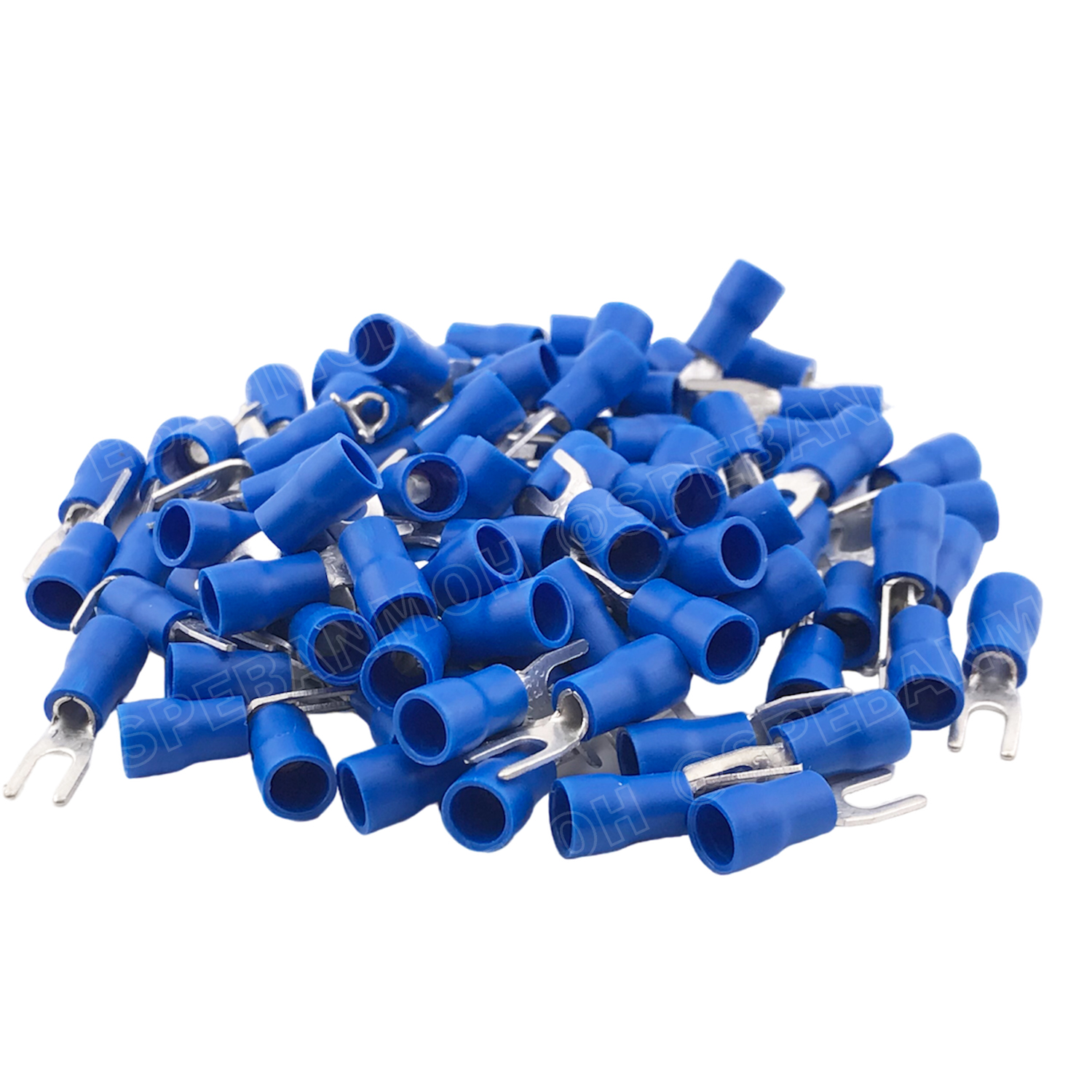 [ 100 ตัว/ถุง ] SV2-3 สีน้ำเงิน Blue หางปลาแฉก หางปลาหุ้มฉนวน Crimping Terminal เทอร์มินอล หางปลาย้ำสายไฟ หางปลาวาย หางปลาแฉกหุ้ม หางปลาแฉก Terminal Crimping หางปลา แฉกหุ้ม หางปลาต่อสาย ขั้วต่อสายไฟ หางปลาก้ามปู หางปลา