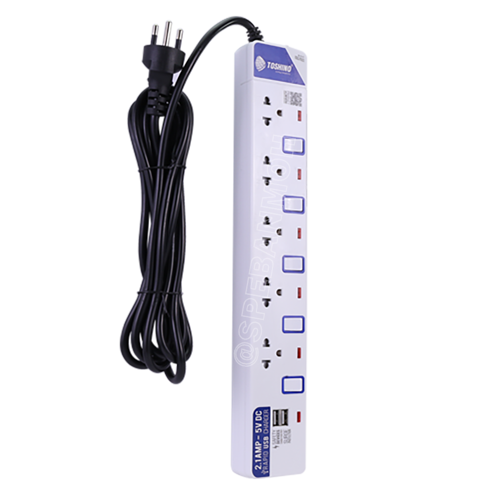 ET-915USB ปลั๊กพ่วง TOSHINO ET Series มาตรฐาน มอก. รางปลั๊กไฟ 5 ช่อง 5 สวิตซ์ ยาว 3 เมตร USB 5V 2.1A TOSHINO ET-915USB 3เมตร ระบบ ป้องกันกระแสไฟเกินอัตโนมัติ ระบบ ป้องกันไฟกระชาก ผลิตจาก วัสดุไม่ลามไฟ ไฟแสดงสถานะ การใช้งาน ม่านนิรภัย ป้องกันไฟดูด