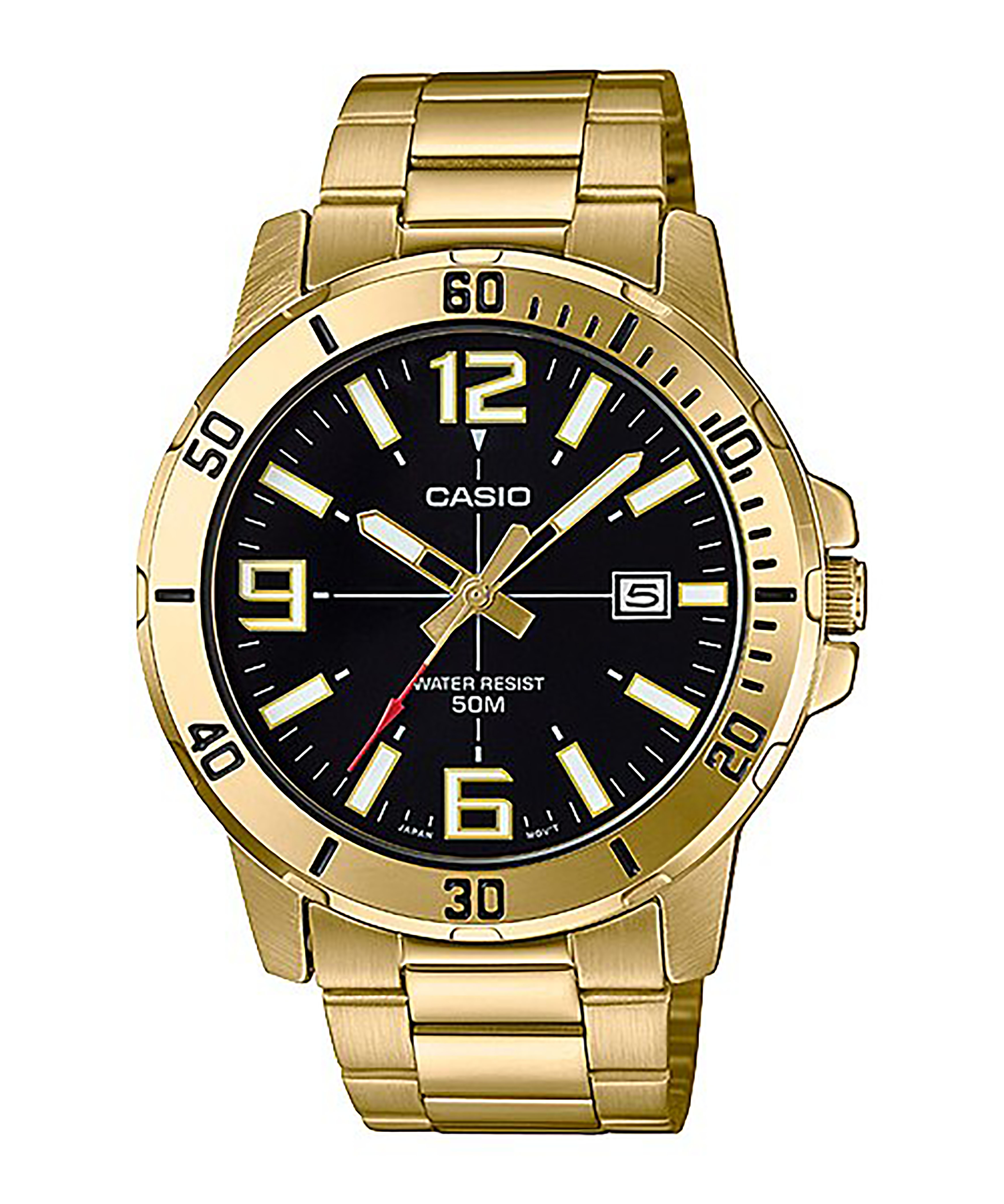 CASIO Standard รุ่น MTP-VD01G-1BVUDF สายสแตนเลส สีดำ ทอง สินค้าของเเท้ รับประกันศูนย์ CMG