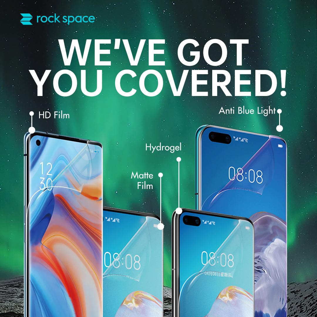 Rock Space ฟิล์มกรองแสงสีฟ้า flexible anti-blue light eye care (สามารถใช้กับมือถือได้ 13,000+ รุ่น) *** แจ้งรุ่นมือถือในแชท
