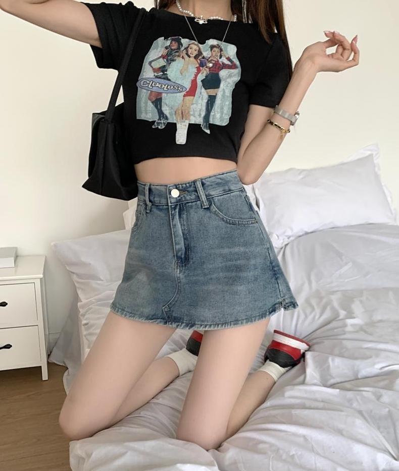 YEJIN Denim skirt กระโปรงยีนส์กางเกงแบบใหม่
