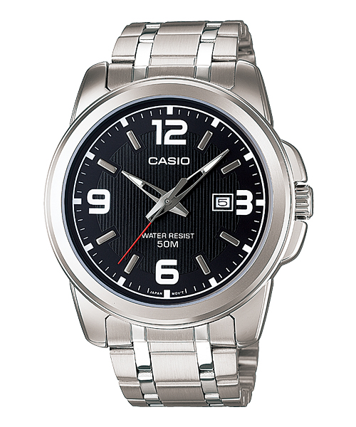 CASIO Standard รุ่น MTP-1314D-1AVDF สีเงิน จอดำ สายเหล็ก สินค้าของเเท้